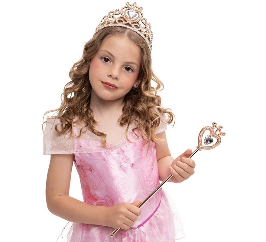 Kit Princesse Rose Deluxe pour Enfants : Diadème et Baguette