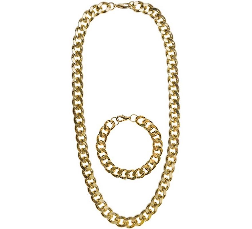 Kit Rapper: Pulseira e Colar Dourados