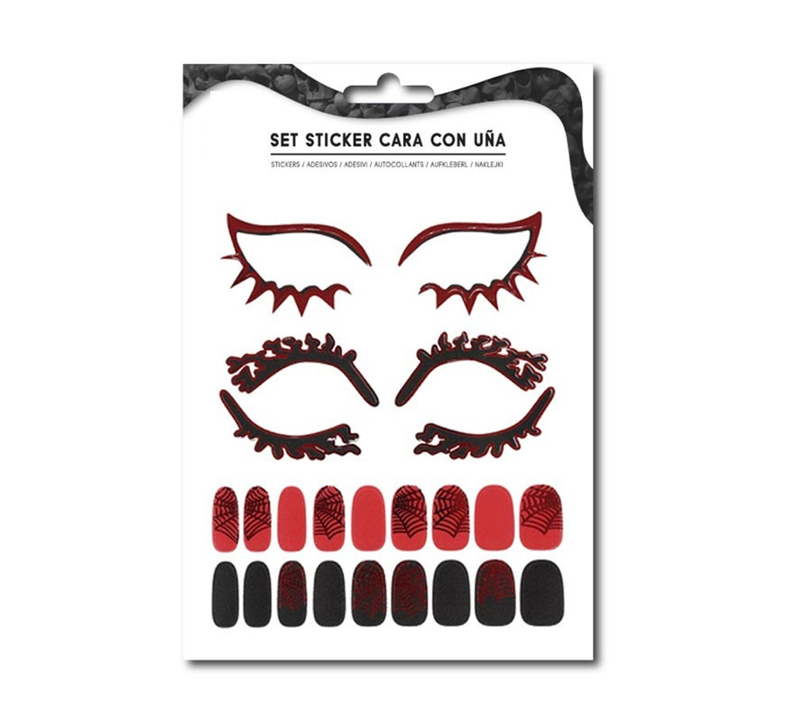 Kit de Sticker Facial adulto: Contorno de ojos y uñas telaraña