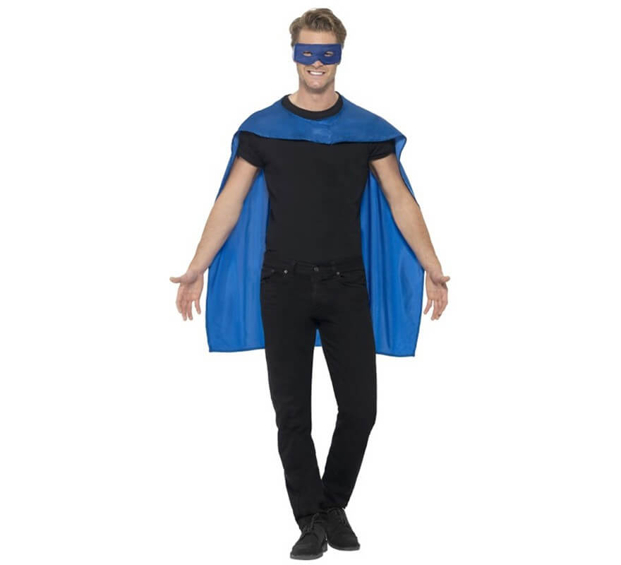 Kit supereroi blu adulto: mantello e maschera