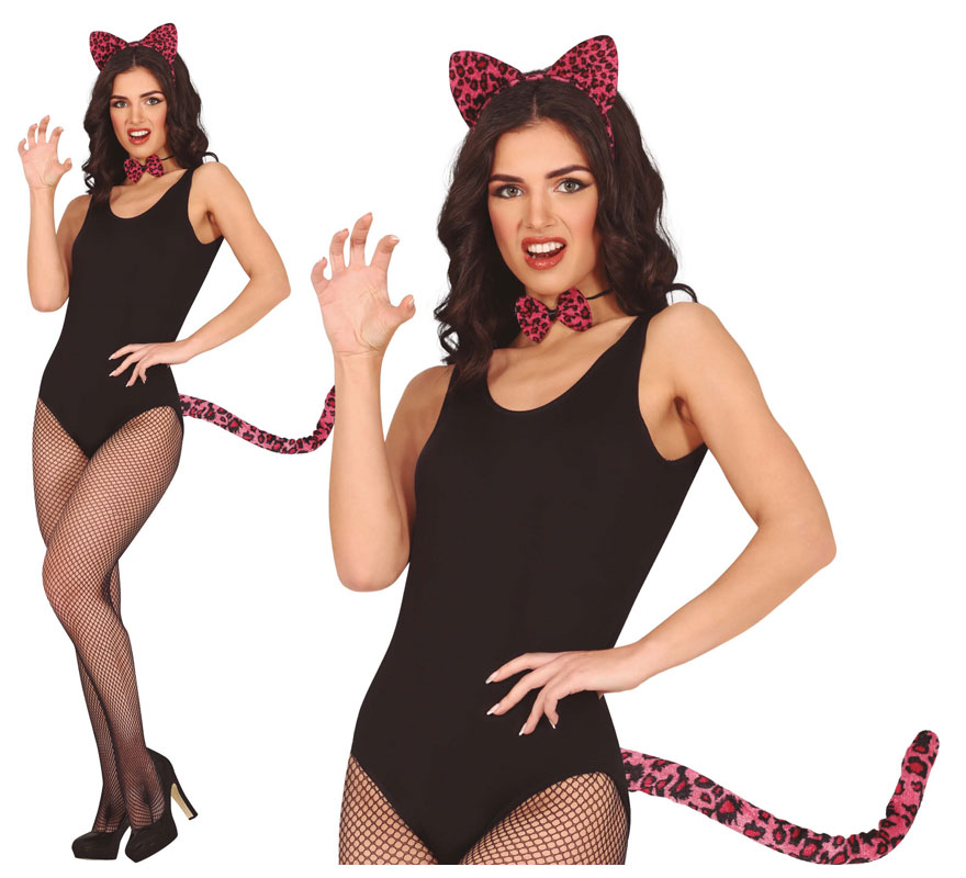 Adult Fuchsia Tiger Kit: Headband, bow tie and tail