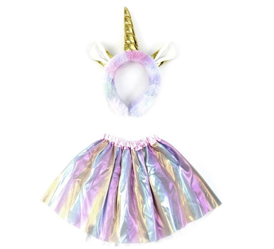 Kit Unicórnio Multicolor: Tiara e Saia