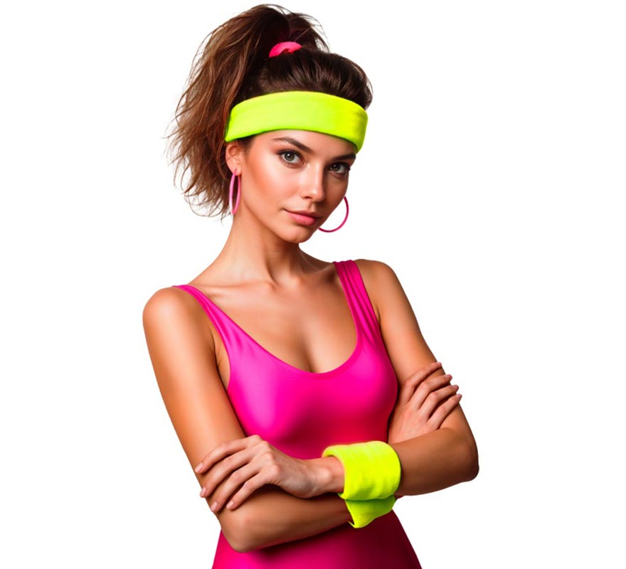 Kit esportivo dos anos 80 em diversas cores neon