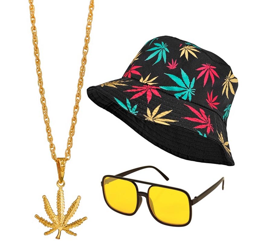 Kit Hip Hop dos anos 90: Chapéu, Óculos e Colar