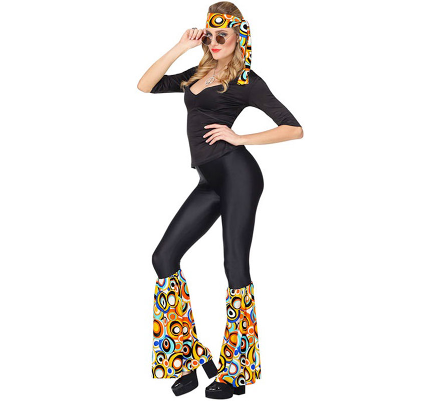 70s Hippie Kit Multicolor Bubbles Adult: Headband and Legwarmers