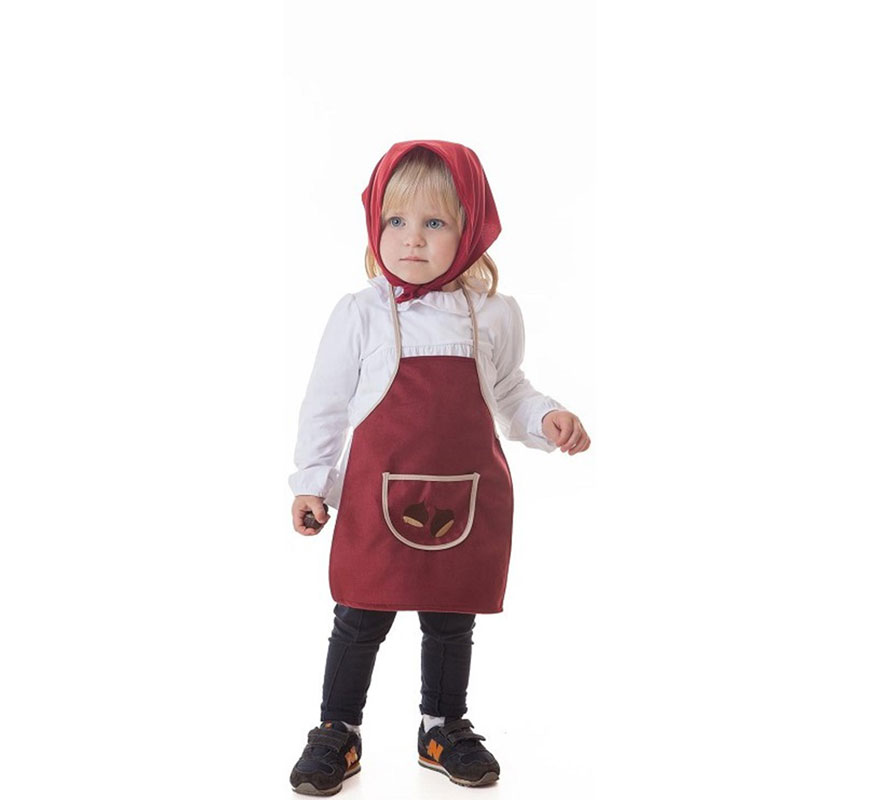 Kit o Costume da Chestañera Bordeaux María per bambino: Grembiule e Fazzoletto