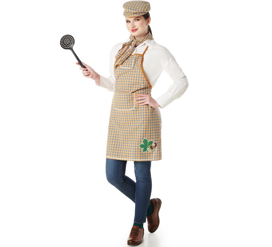 Chestnut Seller Costume Kit for Women: Cap, Apron and Scarf