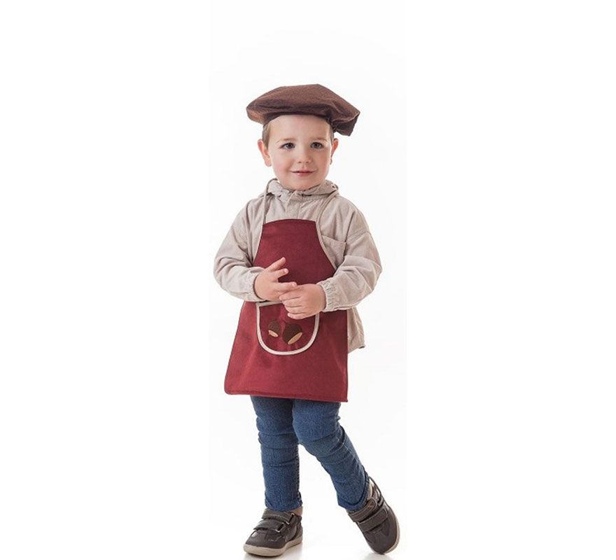 Kit o Costume da Castagno Bordeaux Jorge per bambino: Grembiule e Basco