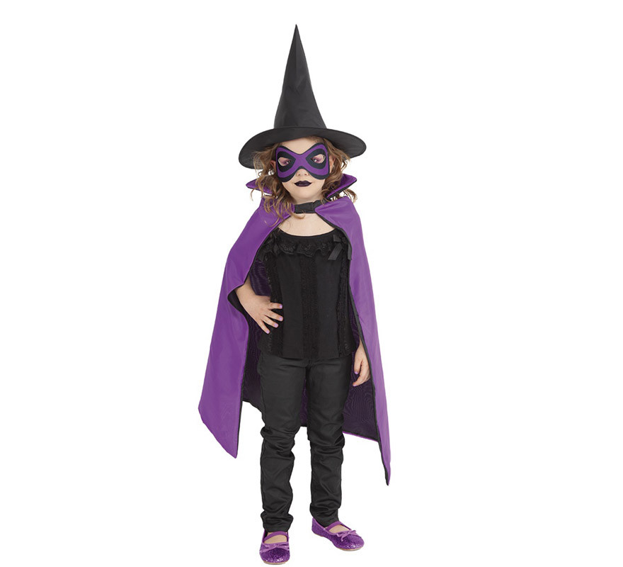Kit enfant sorcière super-héroïne : cape, masque et chapeau