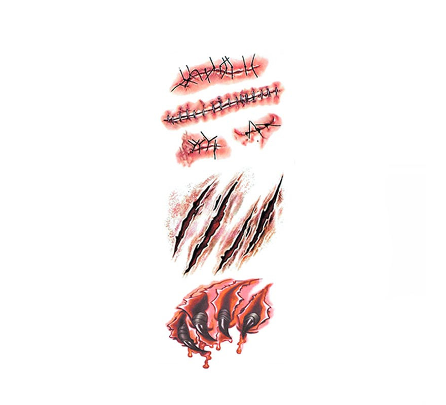 Tatouages Cicatrices Réalistes Halloween - 30 Feuilles, Résistants à L'eau, Effet Plaie Et Sang