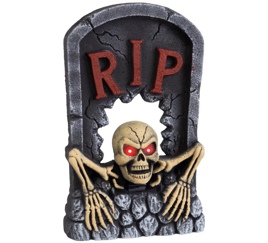 Skeleton Tombstone with Light, Sound and Movement, 34x10x55 cm