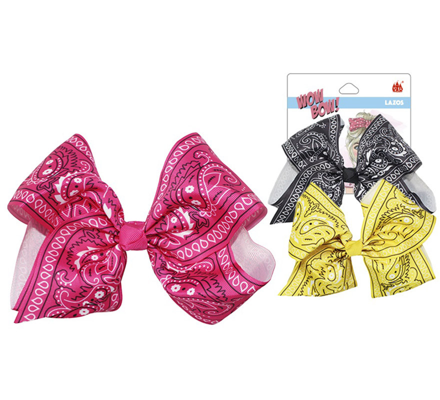 16 cm Paisley printed bows in assorted colors