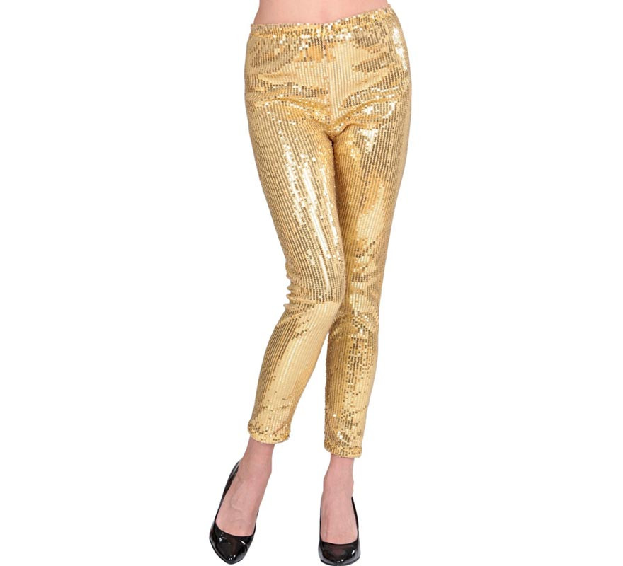 Gold sequin leggings for women