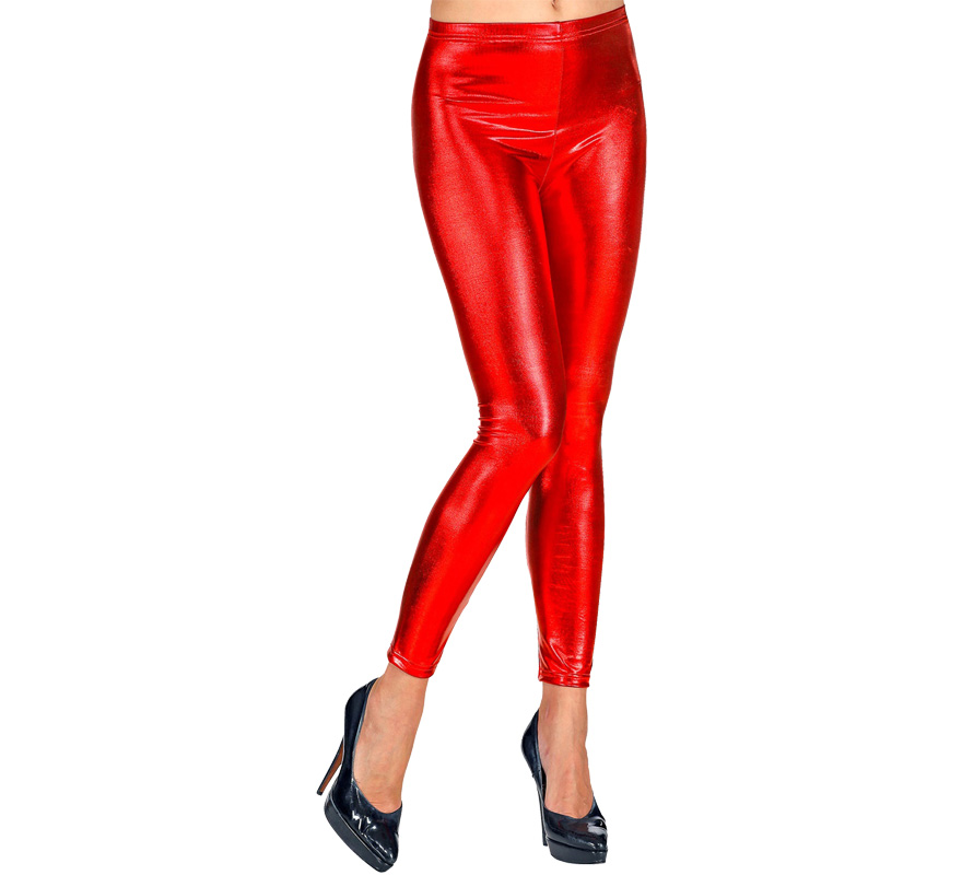 Metallic red leggings for women
