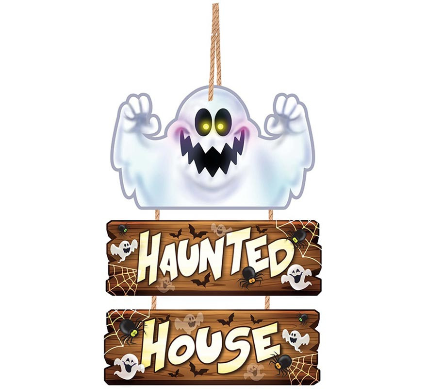 Haunted House Wooden Sign 32x21 cm