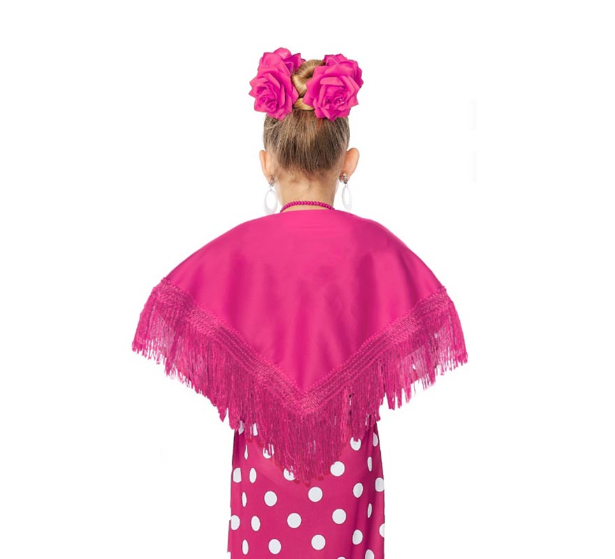 Children's shawl with fringes in various colours, 120x45
