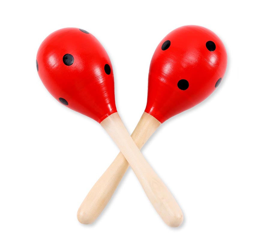 20cm Polka Dot Wooden Maracas