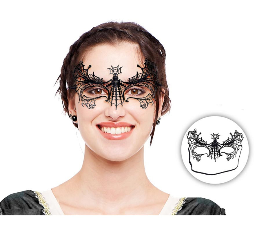 Máscara de aranha de renda preta