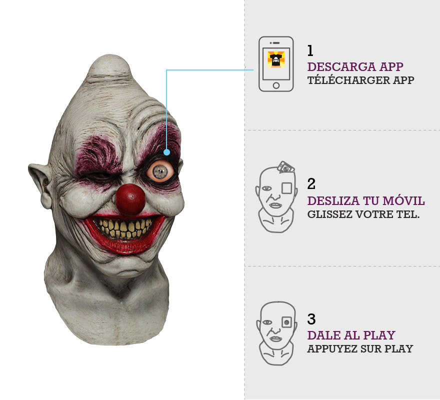 Máscara con animación Payaso Crazy Eye