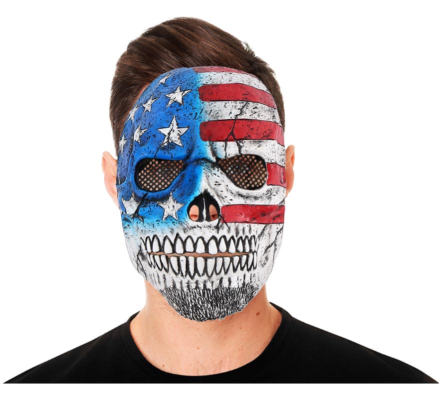 Máscara de caveira com bandeira dos EUA