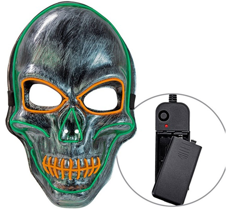 Silver Skull Mask with Colorful LEDs