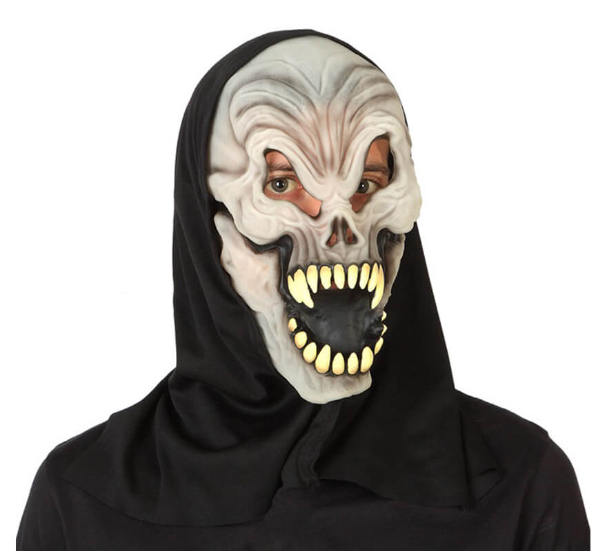 Máscara de Fantasma Calavera de PVC con capucha