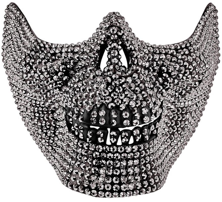 Máscara de Media Cara de Calavera con Strass