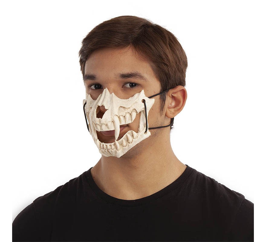 Animal skeleton half face mask with teeth