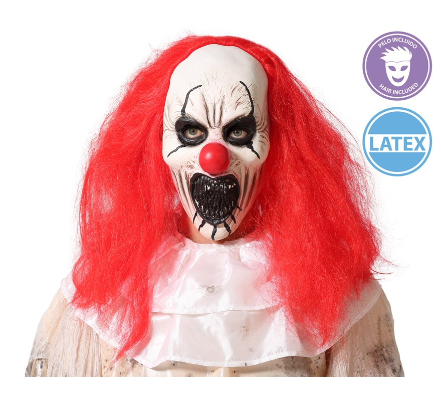 Clown Mask with Red Hair, Latex