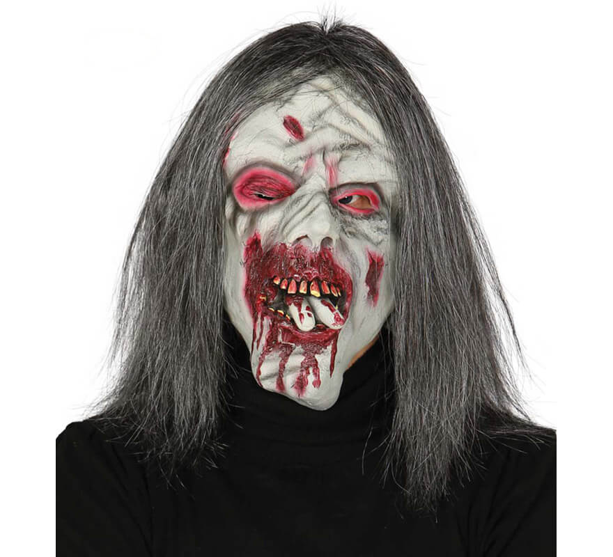 Máscara de Zombie come dedos con pelo