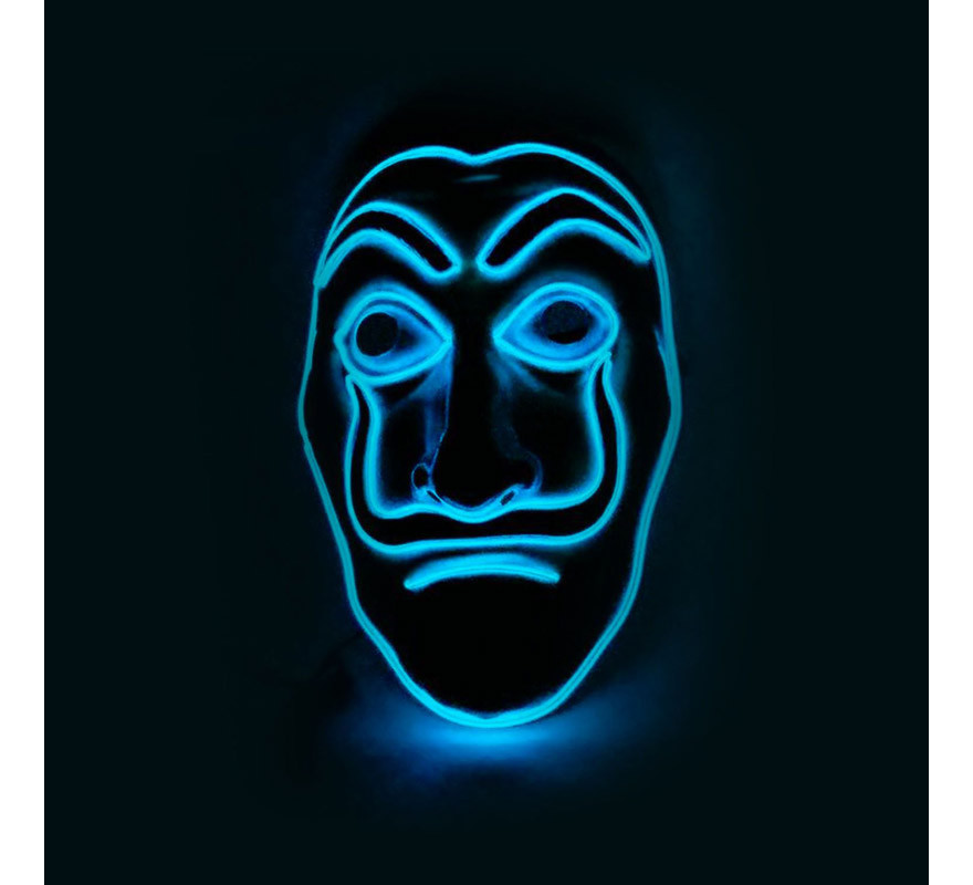 Maschera LED blu di Dalí e La Casa de Papel