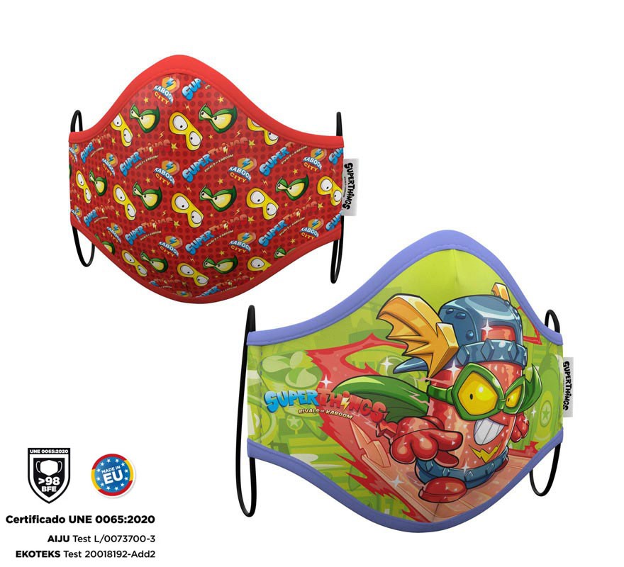 Mascarilla higiénica infantil Super Zings Pack de 2 (Amarilla y verde)