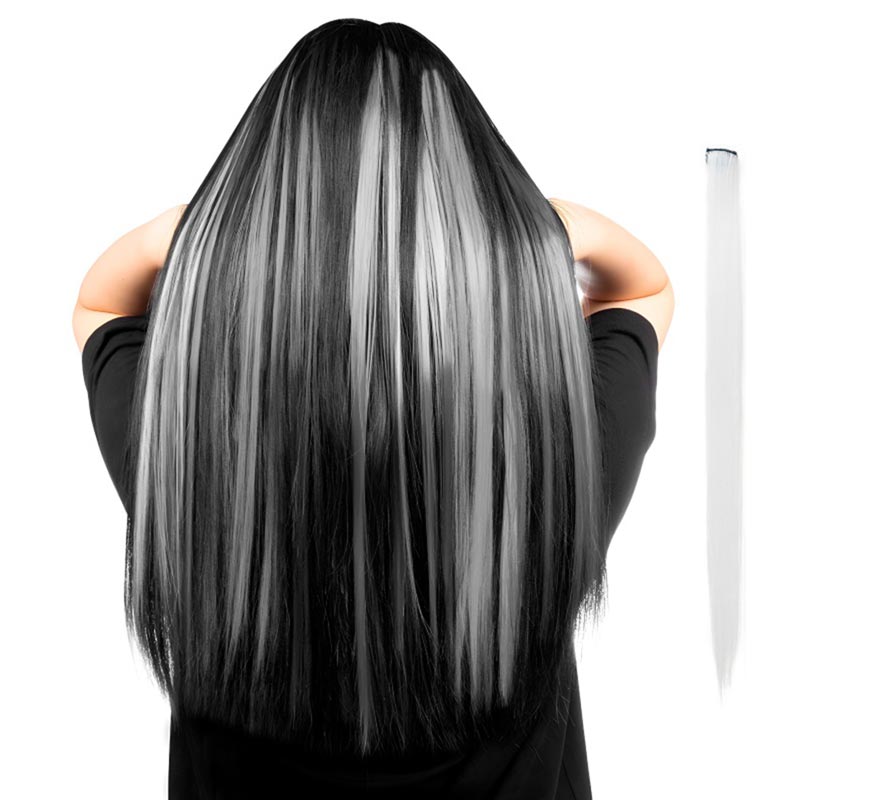 Long straight lock in various colors with clip