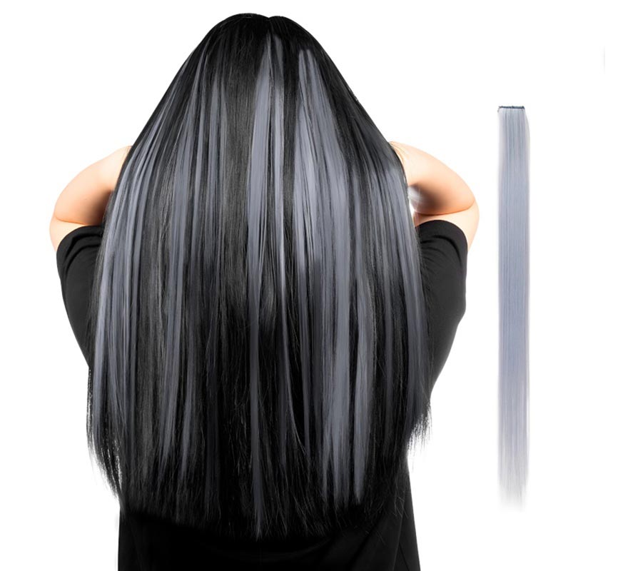 Long straight lock in various colors with clip