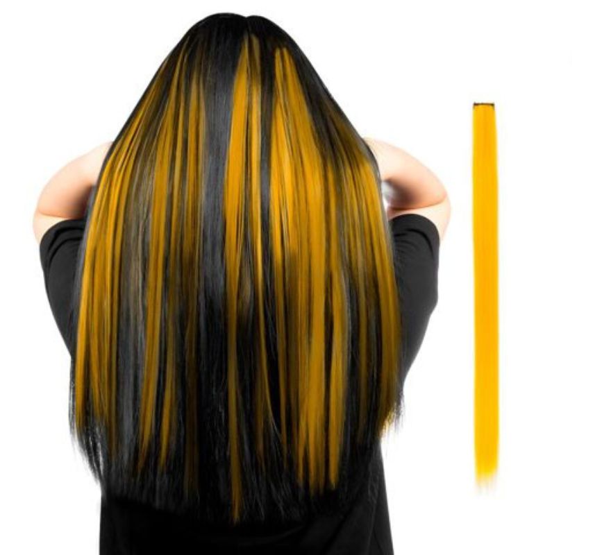 Long straight lock in various colors with clip