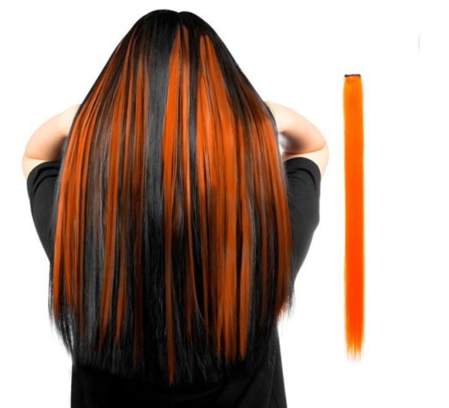 Long straight lock in various colors with clip
