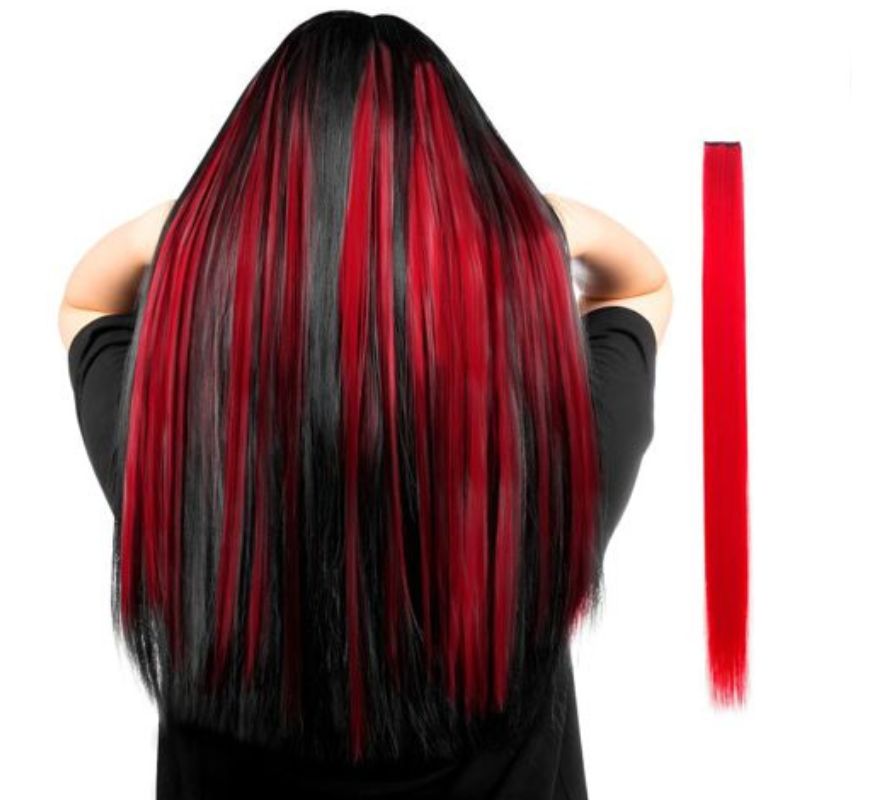 Long straight lock in various colors with clip