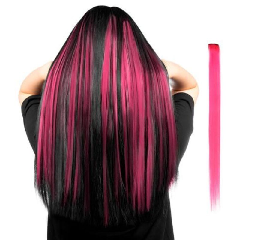 Long straight lock in various colors with clip
