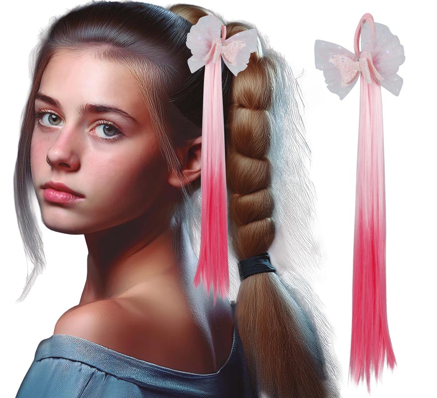 Mechón rosa con Lazo de 40 cm Mechón rosa con Lazo de 40 cm
