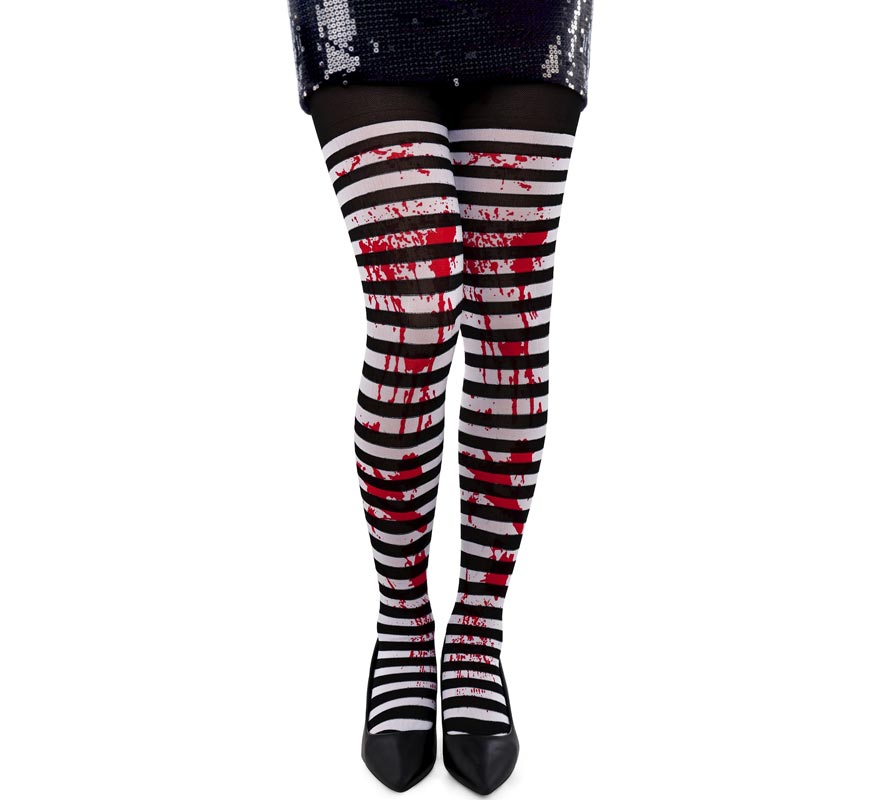 Black and white striped stockings with blood