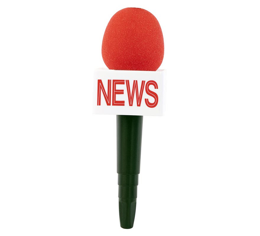 Red news reporter microphone 25x8 cm