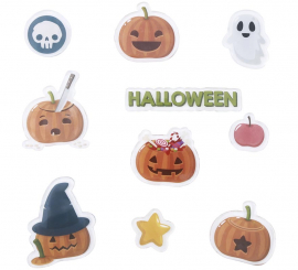 10 Halloween Pumpkin Gel Stickers assorted models