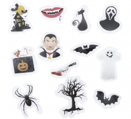 12 Dracula and Ghost Gel Stickers assorted models
