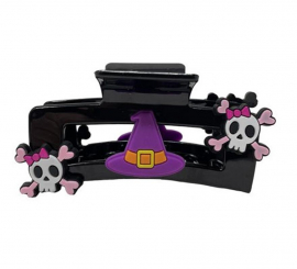 2 Presilhas de Cabelo Caveira de Pirata e Bruxa 9cm 2 Presilhas de Cabelo Caveira de Pirata e Bruxa 9cm