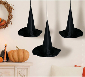 3 Witch Hats to Hang and Decorate 18 cm