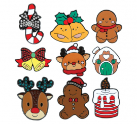 45 Assorted Christmas Pins , 3 cm