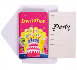 6 Happy Birthday Invitations with Envelope