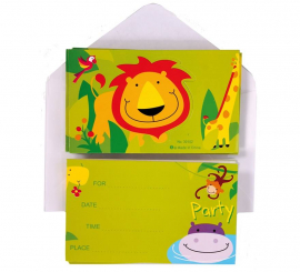 6 Jungle Invitations with Envelope