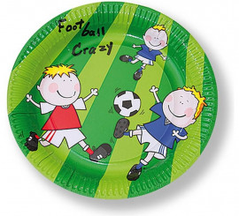 6 disposable football plates of 22 cm diameter