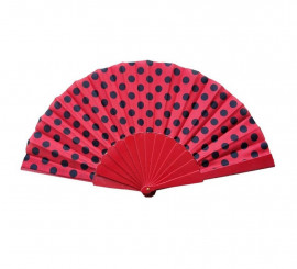 43 cm red plastic black polka dot fan